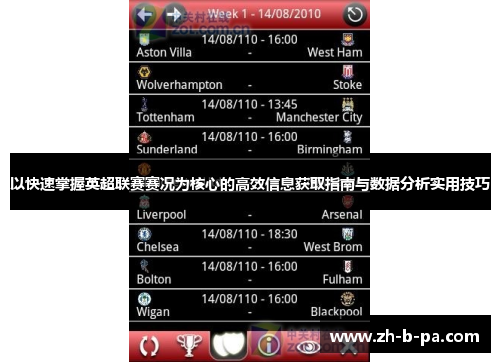 以快速掌握英超联赛赛况为核心的高效信息获取指南与数据分析实用技巧